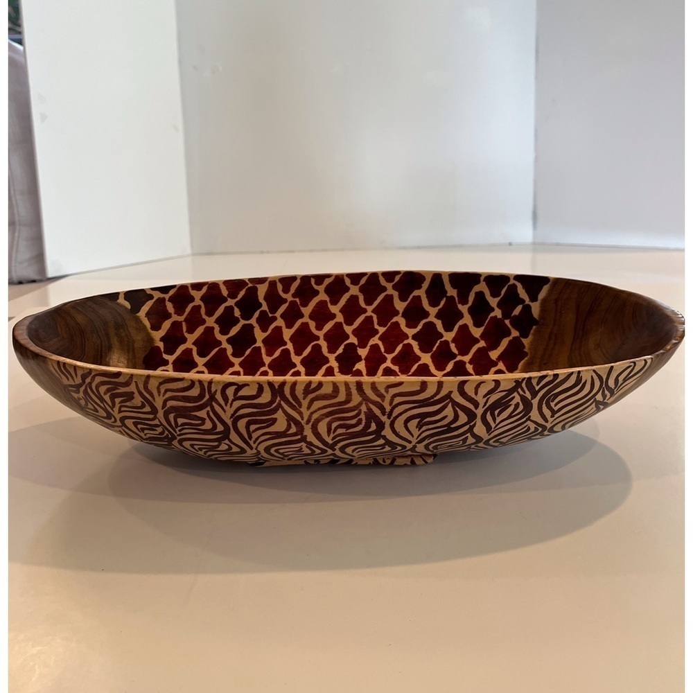 Large African Wooden Oval Bowl